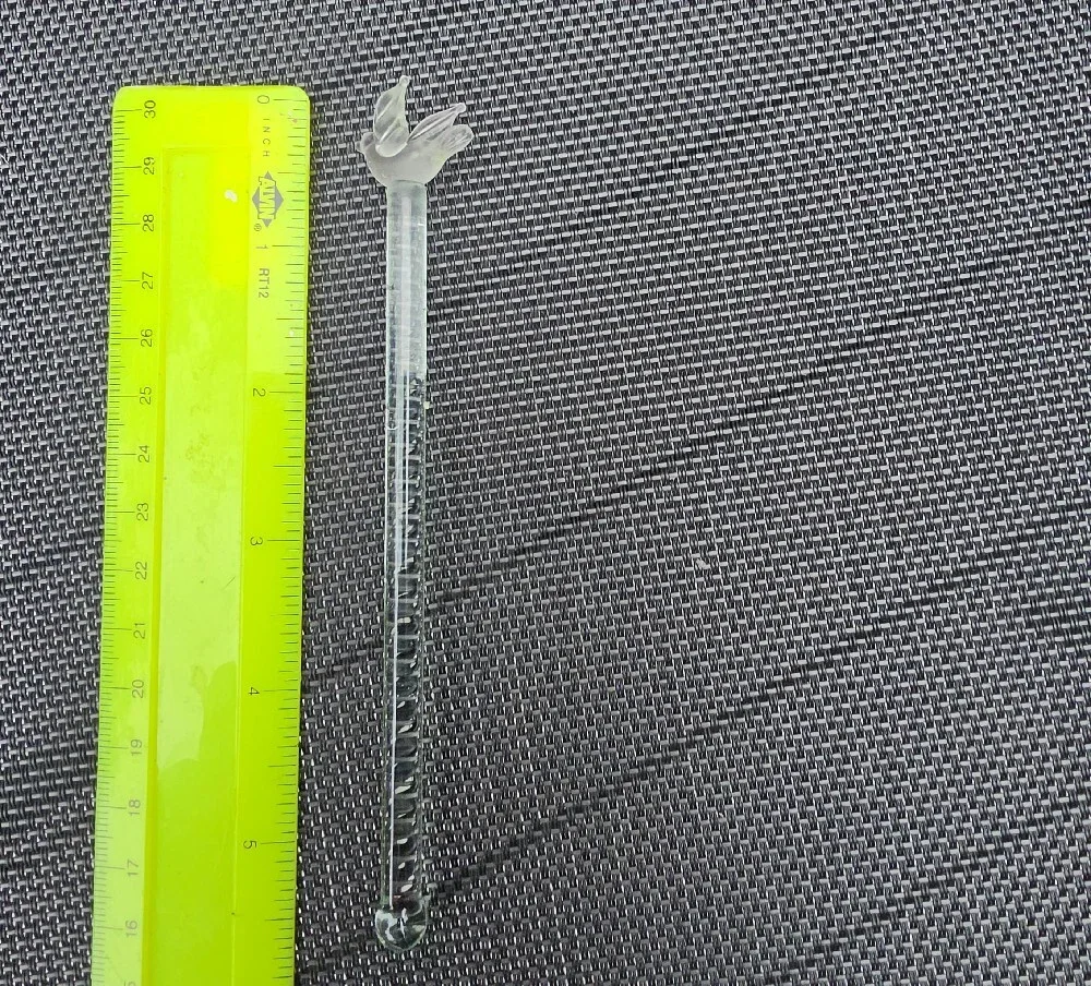 6 Vintage Glass Swizzle Sticks Set Frosted Bird Cocktail Drink Stirrers In Box